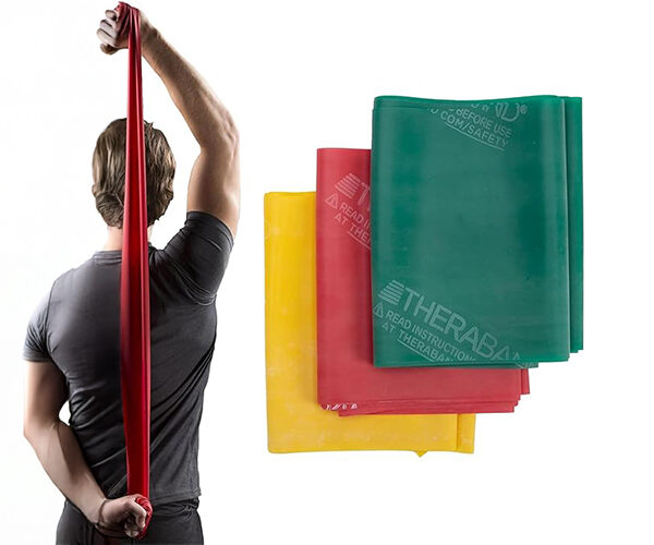 3 Theraband light, medium, heavy